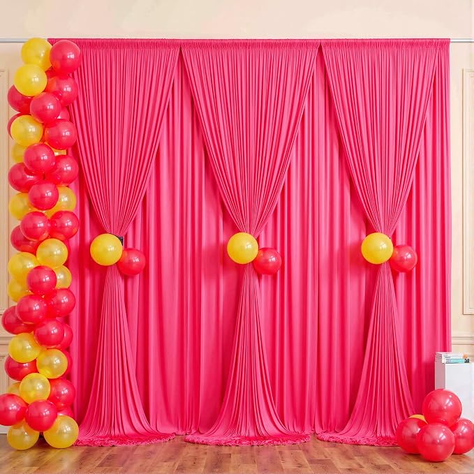 20 ft x 10 ft Wrinkle Free Fuchsia Backdrop Curtain - Image 6