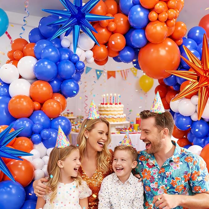 Blue and Orange White Balloon Arch Kit, Different Size Balloons - Image 5