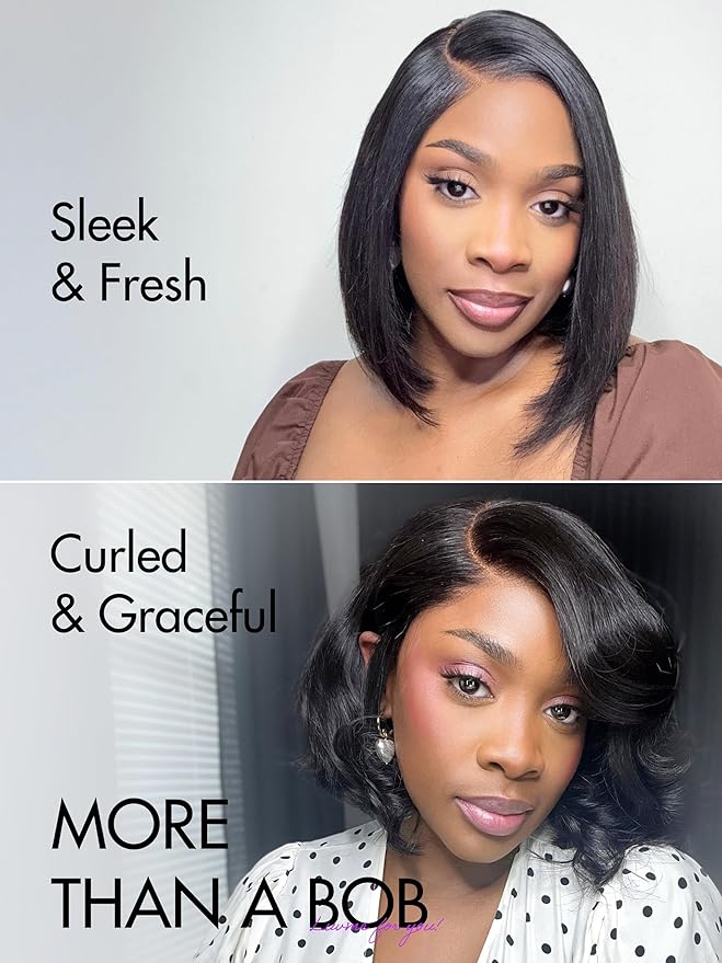 LUVME HAIR 7x6 HD Lace All-Day Comfort Wig PartingMax Lace Bob Wigs Lace Front Wigs Human Hair Pre Cut Plucked Lace Frontal Glueless 10 Inches Natural Black Color