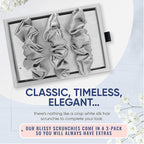 Blissy Silk Scrunchies (3 Pack) - 100% Pure Mulberry Silk - 22 Momme 6A High-Grade Fibers Scrunchie for Straight & Curly Hair - Preventing Breakage, Tangling, & Creasing (Silver Skinny)