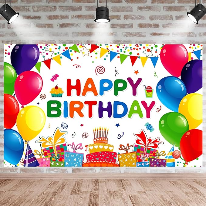 Happy Birthday Backdrop Banner Colorful Birthday Decorations Large Yard Sign - Image 6