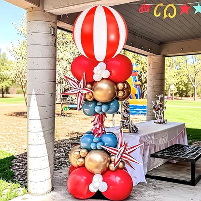 Red White Star Burst Balloons Circus Balloons Carnival Themed Party Decorations - Image 4