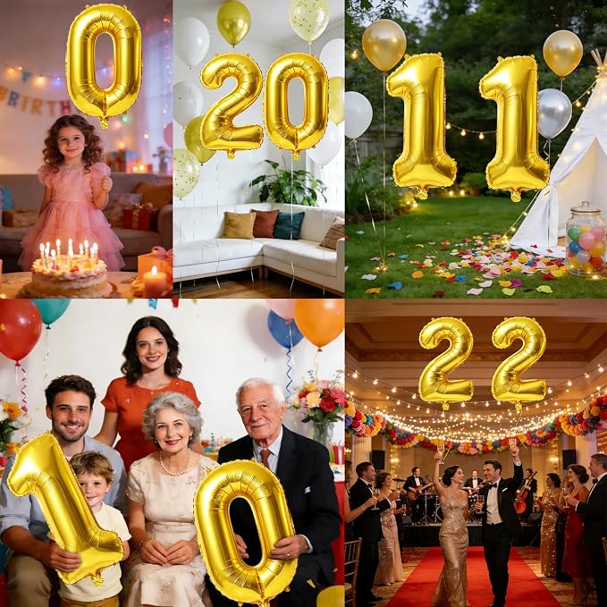 40 Inch Number 11 Balloons for 11th Birthday Party Decorations, 0-100 Gold - Image 7