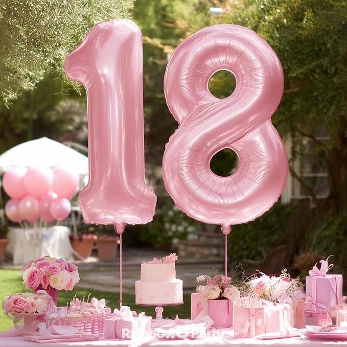 RainbowQ Pink 8 Balloon Number 40 Inch 0-40 Foil Large Balloons | Big Mylar 8 - Image 8