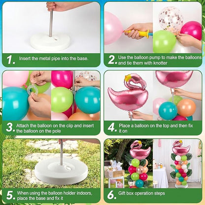 Hungdao 2 Sets Tropical Flamingo Balloon Column Stand Kit 6.5 ft Adjustable - Image 4