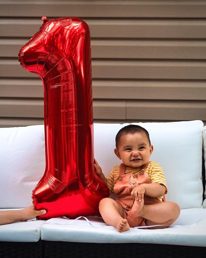 7 Balloon - Red Birthday Number Balloons, 40 Inch Decorations Men Women | Red - Image 4
