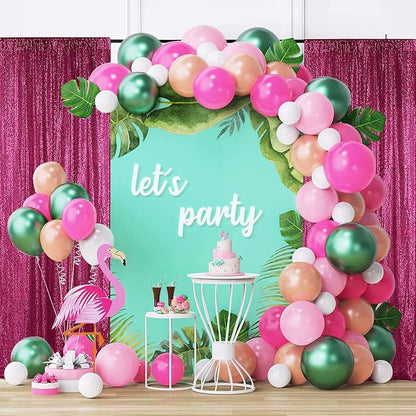 Sugargirl Fuchsia Sequin Backdrop Curtain 4 Panels 2FTx8FT Glitter Fuchsia - Image 2