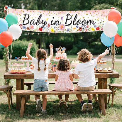 Baby in Bloom Baby Shower Banner, Spring Baby Shower Decorations, Large 70.8x13 - Image 5