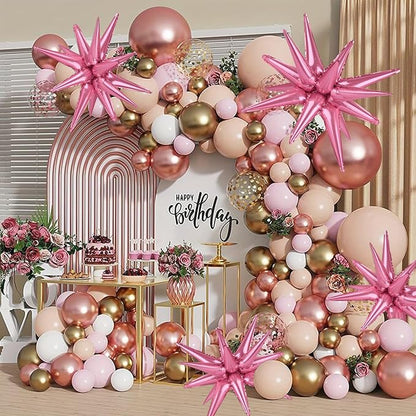 8 Pcs Pink Star Balloons, 27/22 inch One-Piece Explosion Foil Balloons - Image 7
