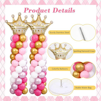 Princess Pink and White Gold Balloon Column Stand Kit Set of 2 - Image 4