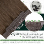 RUNATURE Invisible Wire Hair Extensions Brown 18 Inch 80g One Piece Fish Line Hair Extensions Real Human Hair Straight Smooth Hair No Shedding Easy to Install #4