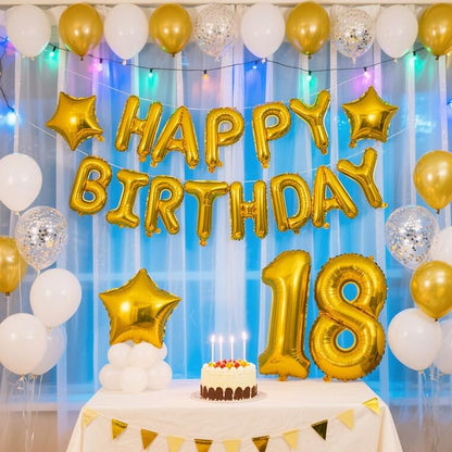 Gold Happy Birthday Balloon Banner Set -16 Inch Foil Letters Balloons, Reusable - Image 6