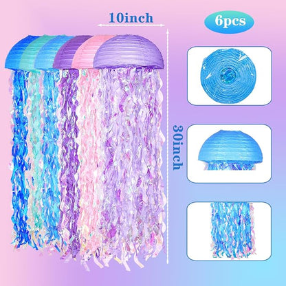 OBXT 10" Mermaid Jellyfish Lanterns – Pink Purple Blue Decorations - Image 5
