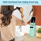 Women's Heat Resistant Neoprene Curling Iron Holder Flat Iron Curling Wand Travel Storage Cover Case Bag Pouch -Water-Resistant (Green-1)