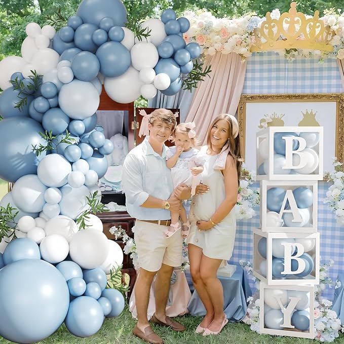 CROSSFINGERS Dusty Blue Balloon Baby Shower Decorations - Image 4