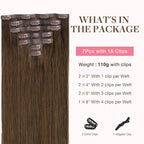 GOO GOO Clip in Hair Extensions Real Human Hair, Remy Human Hair Extensions Clip ins for Women, Natural Human Hair, 22inch 110g 7Pcs, 4A Chocolate Brown