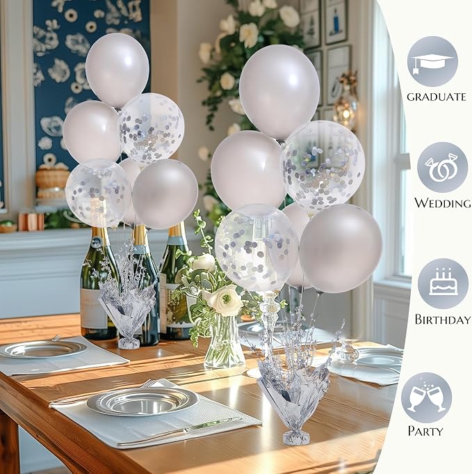 4 Set Silver Table Balloons Centerpiece Stand Kit - Image 5