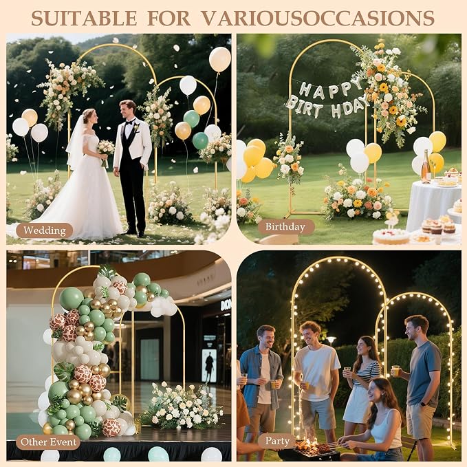 2 Pack Metal Arch Backdrop Stand Balloon Arbor Frame | Party Arch Stands - Image 7