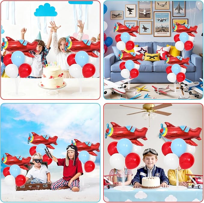 4 Sets Airplane Birthday Party Balloons Stand Kit - Image 7