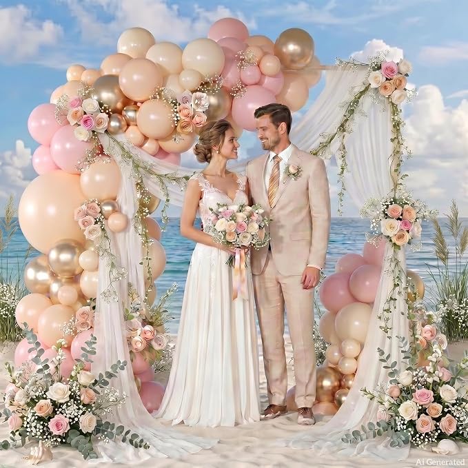Pink Balloon Arch Kit Light Pink Gold Balloons Garland Kit | 126Pcs Nude Sand - Image 6