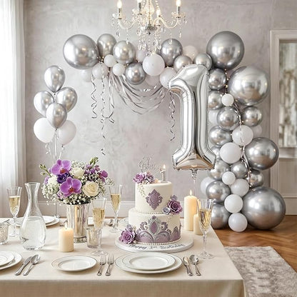 Number Balloons Silver Party Balloon - Image 7