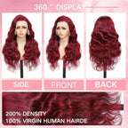 30 Inch 99j Burgundy Lace Front Wigs Human Hair 13x6 HD Transparent Burgundy Wig Human Hair 200 Density Pre Plucked Glueless Frontal Wigs Human Hair for Black Women