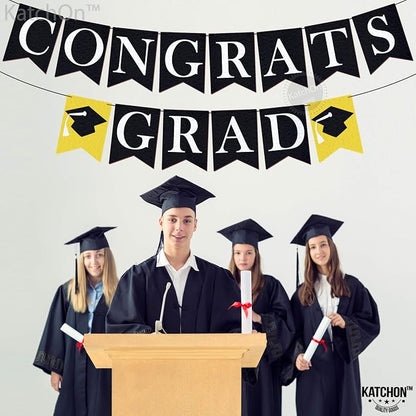 KatchOn Congrats Grad Banner Black | Felt, No DIY, Congrats Banner - Image 3