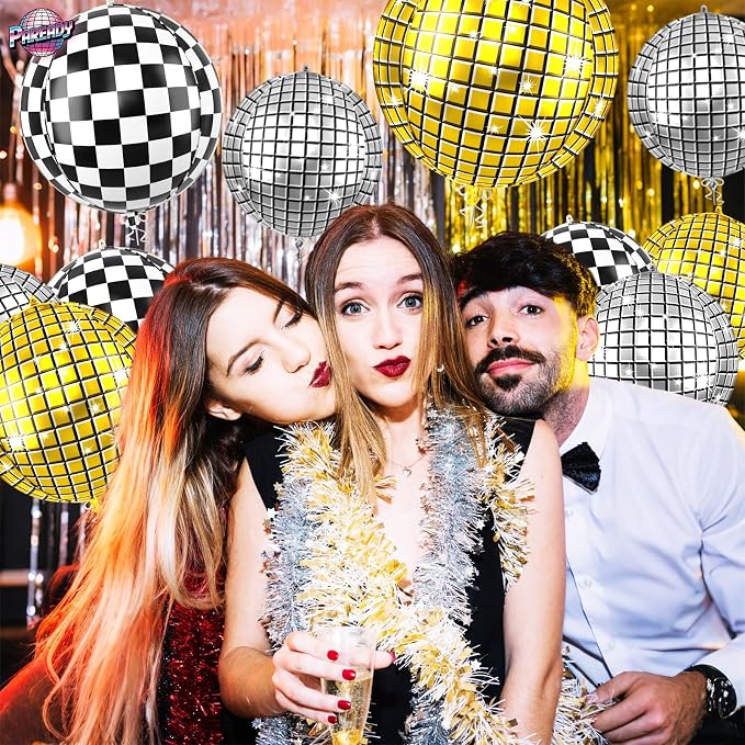 6pcs 22 Inch Gold Disco Ball Balloons - Image 4
