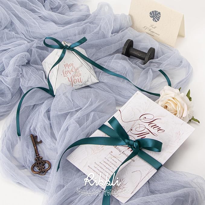 Ribbli Teal Double Faced Satin Ribbon, 1/2 Inch x Continuous 25 Yards, Use - Image 3