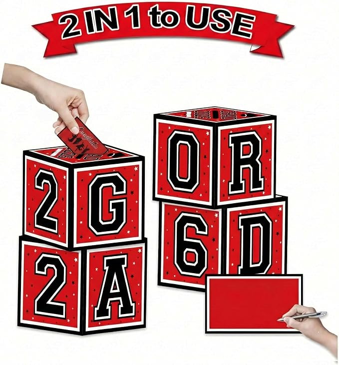 Graduation Decorations 2026 Black Red and White Balloon Boxes, Class of 2026 - Image 4