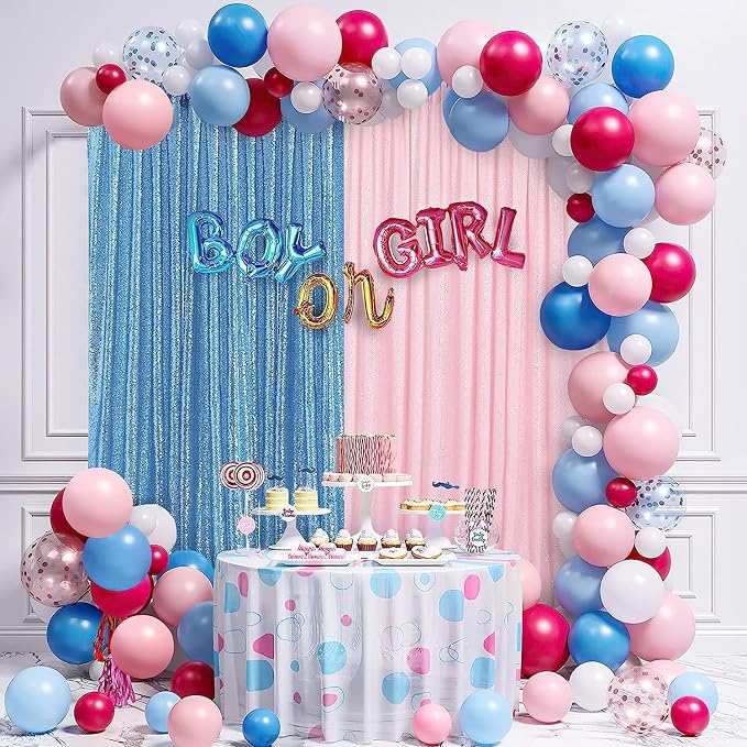 Pink Sequin Backdrop Curtain 8ft x 8ft Baby Shower Backdrop Drapes | Glitter - Image 5