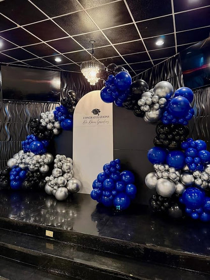Royal Blue and Black Balloons Arch Garland Kit - Image 7
