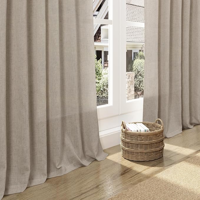 Cobblestone Linen Curtains for Living Room 105 Inches Long Light Filtering Semi - Image 5