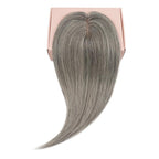 Rich Choices Hair Toppers for Women Real Human Hair 100% Human Remy Toppers NO Bangs for Women with Thinning on Top Clip in Hairpiece 4"x4.7"Lace Base 10 Inch Salt and Pepper G2 Sliver