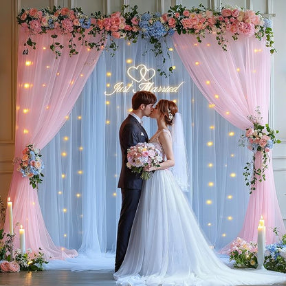 10x10ft Pink Blue Tulle Backdrop Curtain - Image 4