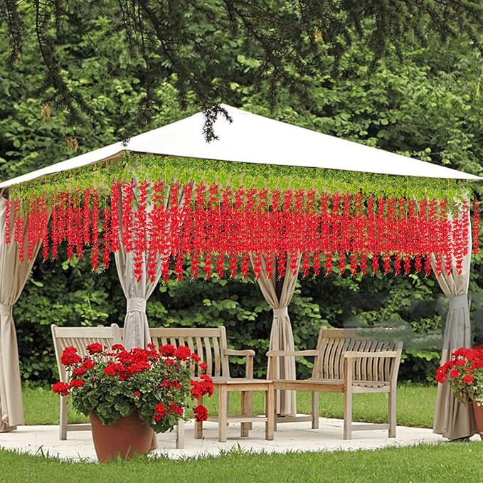 Artificial Wisteria Hanging Flowers Fake Wisteria Flower Garland Silk Vines - Image 2