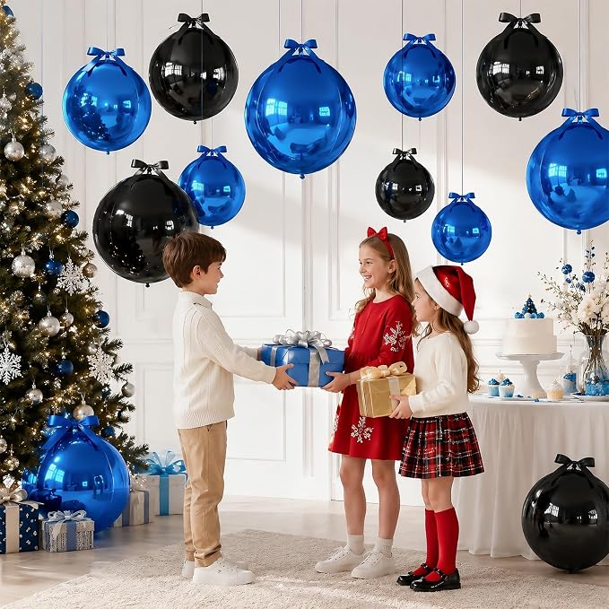 Black Blue Round Foil Balloons - Image 6