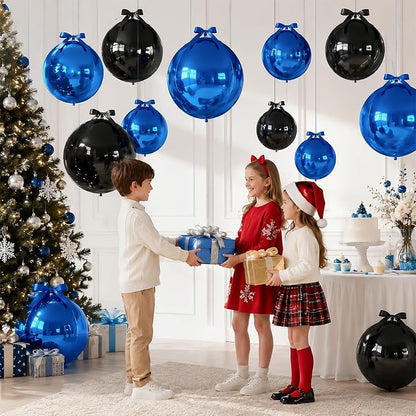 Black Blue Round Foil Balloons - Image 6