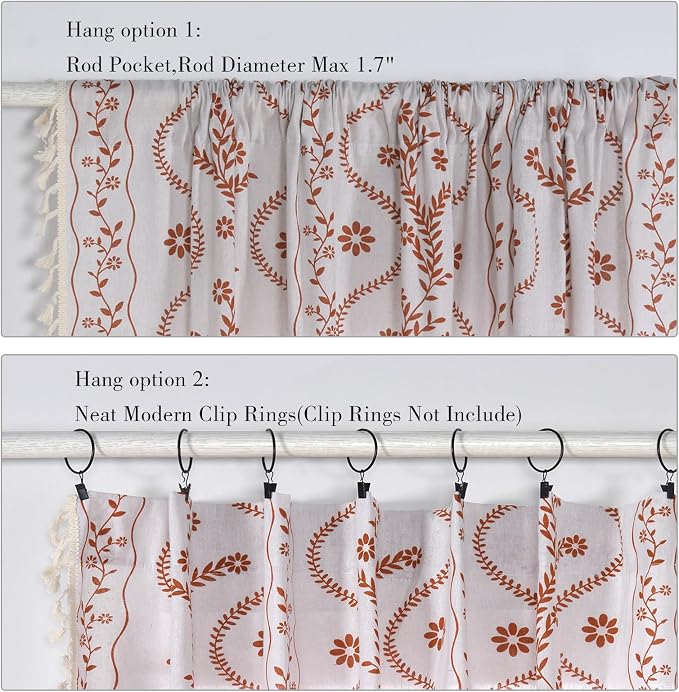 Schweek Boho Floral 63 Inches Long Semi Sheer Curtains 2 Panels - Image 6