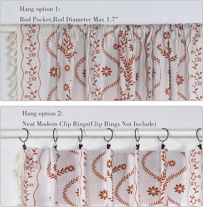 Schweek Boho Floral 63 Inches Long Semi Sheer Curtains 2 Panels - Image 6