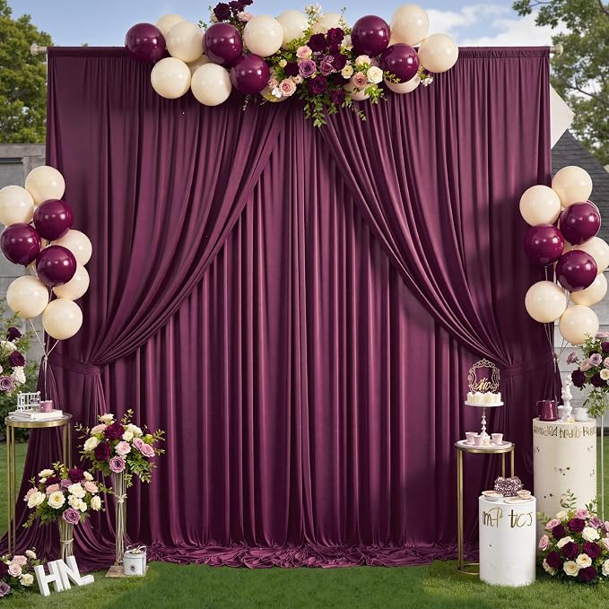 10ft×12ft Burgundy Backdrop Curtains - Image 2