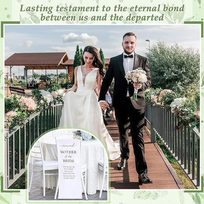 HunnmingRe Mother of the Bride Wedding Memorial Reserved Chair Sign Banner in - Image 4