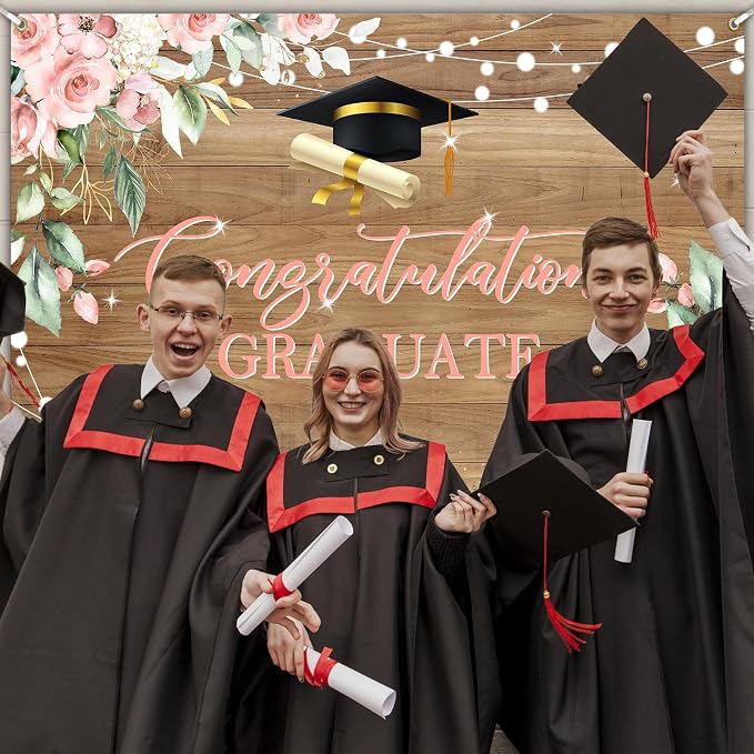 8 x 6 ft Rustic Wood Graduation Banner Congratulations Graduate Party - Image 6