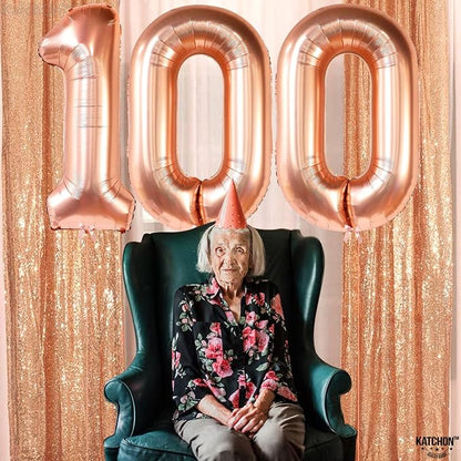 KatchOn, Rose Gold Number 100 Balloon - Image 8