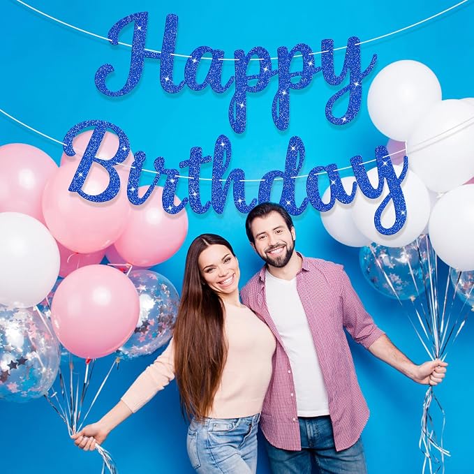Glitter Happy Birthday Banner Sign Birthday Garland Wall Door Banners Flag - Image 3