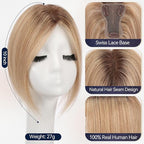 starluck Real Human Hair Toppers for Women 10 Inch Human Hair Topper no Bangs, 3 * 4.5 inches Swiss Base Suitable for ThinningHair Cover Grey Roots(4T10/16#)