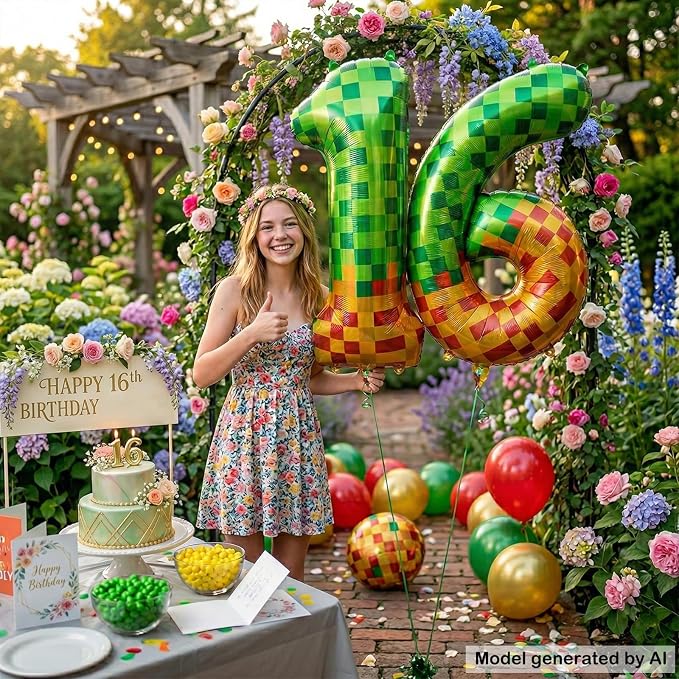 40 Inch Pixel Foil Number 16 Balloon - Image 5