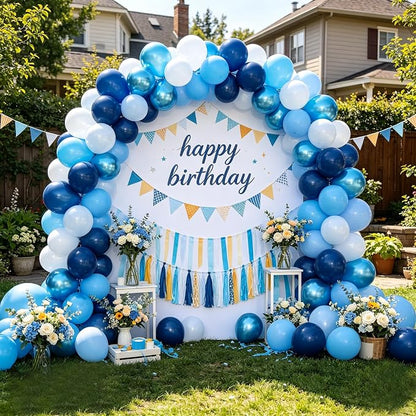 Blue Balloons 60 pcs 12 Inch Light Navy Baby Pearl Blue Metallic Latex Balloons - Image 4