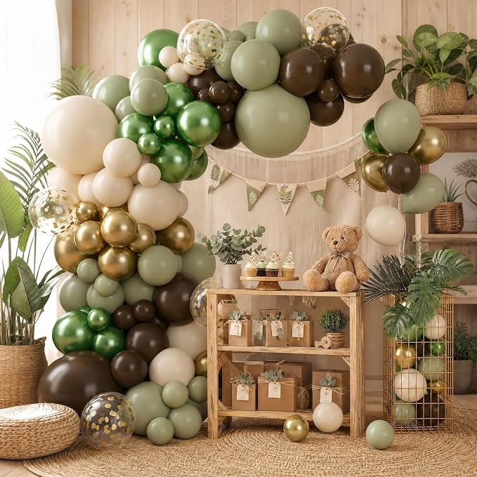 Amandir 153pcs Sage Green Brown Balloons Arch Garland Kit Different Sizes | 18 - Image 7