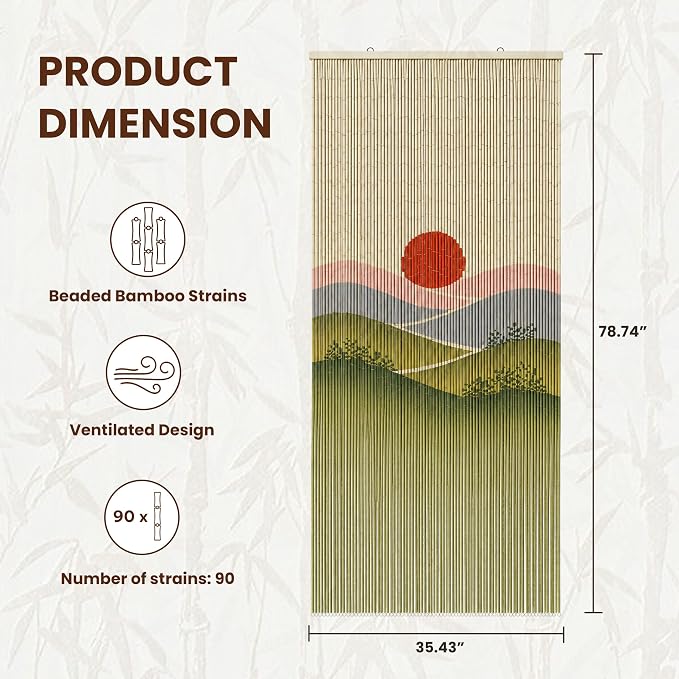 Sunset Field Beaded Bamboo Curtain - Image 3